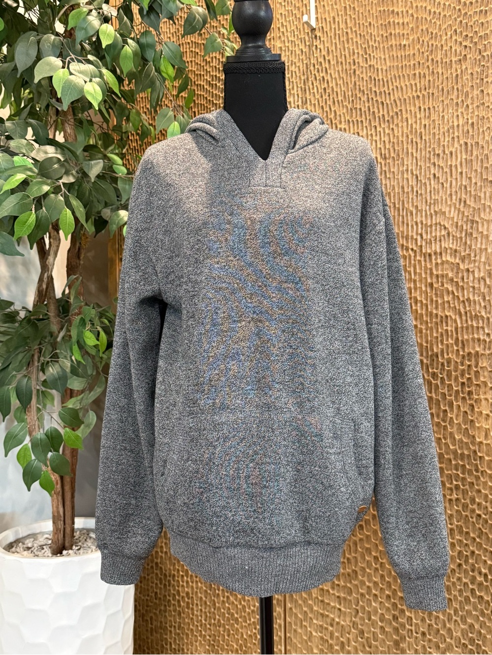 NWOT Men's Gilberto Gray Crewneck Hooded Sweater - Soft Knit Pullover